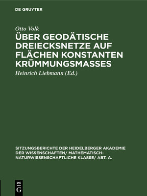 cover image of Über geodätische Dreiecksnetze auf Flächen konstanten Krümmungsmaßes